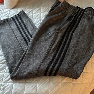 Adidas Men's Gray Climawarm Joggers with Black Stripes